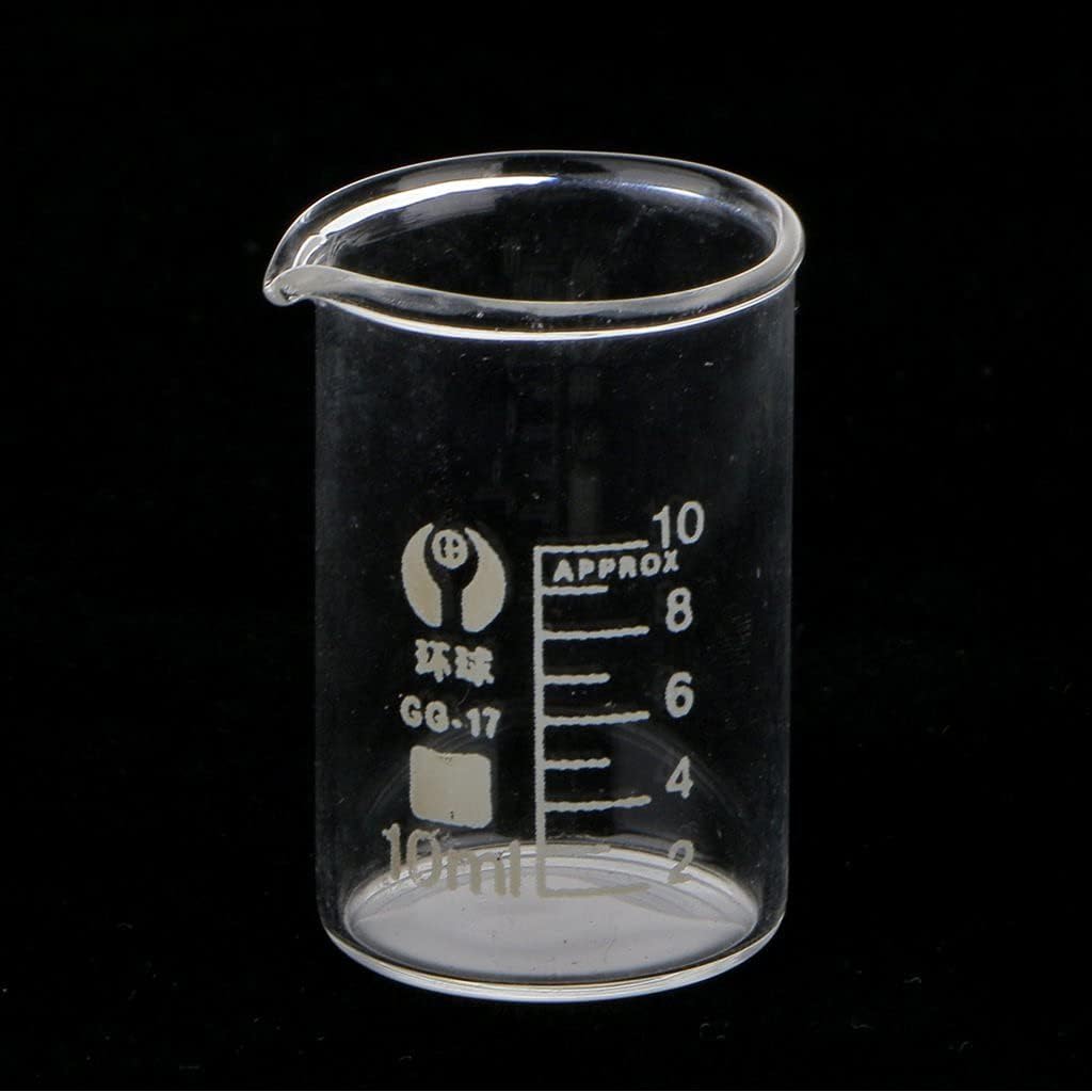 PULABO Nice DesignProfessional Lab Beaker Clear Measuring Cup Glass Beaker High Temperature Resistance Cup for Lab Use 10ML 2PCS and Creative : Industrial & Scientific