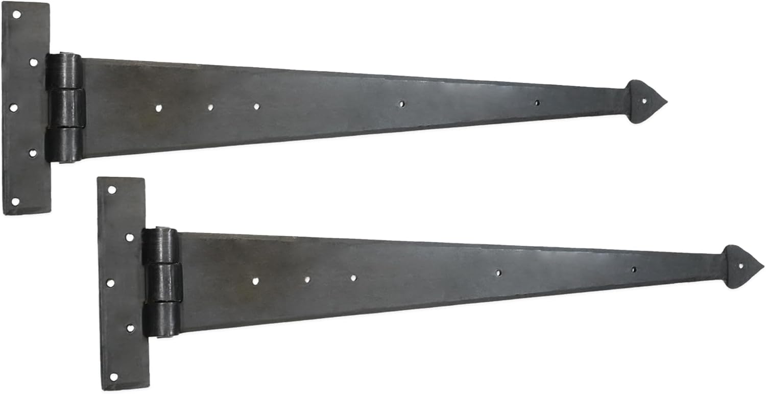 Hand Forged Tee Hinge Strap Hinge Beeswax Arrow End 6" 9" 12" 15" 18" 24" Sold in Pairs (18")