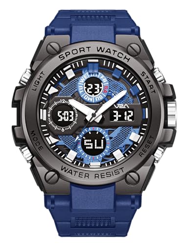 Image of V2A Stryke-TERRAX 5220 Analog-Digital Sports Watch for Men | Bold 3D Dial Design | 50M Waterproof Quartz Watch with Alarm, Stopwatch, Day-Date & Backlight | Rugged Everyday Performance