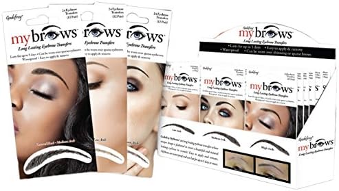 Godefroy MyBrows Long Lasting Eyebrow Transfers, Low Arch, Medium Brown, 12-Pairs of Brows