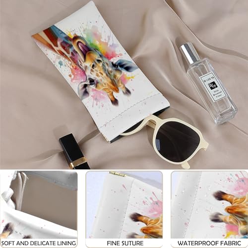 Image of 2 PCS Glasses Eyeglass Sunglasses Case Pouch Soft PU Leather Cute Aesthetic with Cleaning Cloth for Boys Men Man