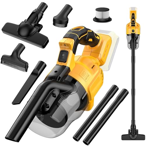 Cordless Vacuum Cleaner for Dewalt 20V Battery, 5 in 1 Handheld Electric Vacuum with Washable HEPA Filter，50CFM 100AW Cordless Vacuum for Floor, Carpet, Car(Battery Not Included)
