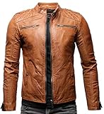 Crone Meo Herren Lederjacke Cleane Basic Echtleder Jacke (XL, Cognac (Rindsleder))