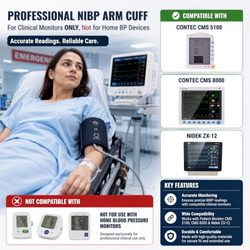 Image of OTICA Patient Monitor Reusable NIBP Arm Cuff - Size (Pediatric 18-26 Cm) | Reusable NIBP Cuff Bp Monitor Cuff for Multipara Patient Monitor (Not For Home BP Monitor)