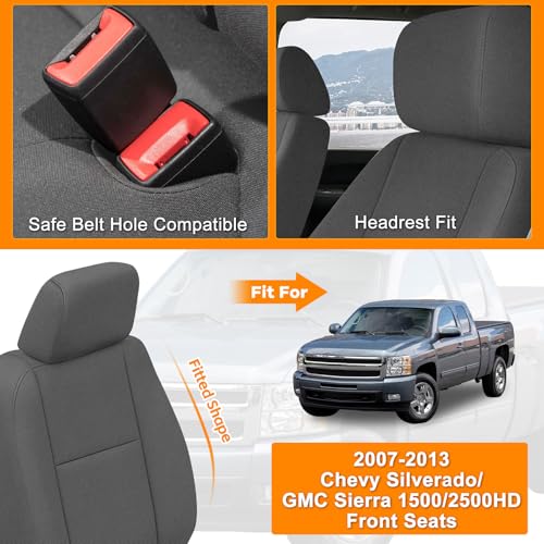 Image of Seat Covers Replacement for 2007-2013 Chevy Silverado /GMC Sierra | 1500 /2500HD, Front Neoprene Fabric Seat Replacement
