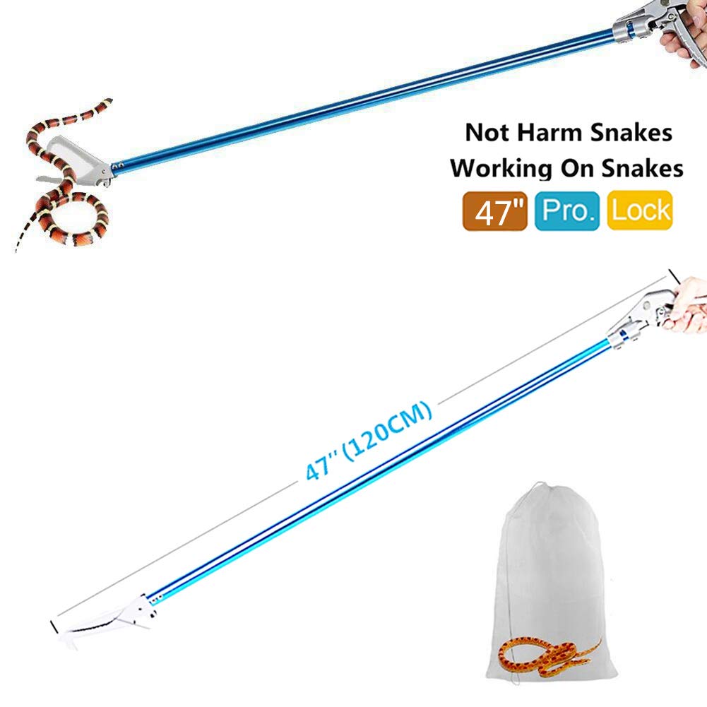 Professional robustem Legierung Schlange Tong Reptile Grabber Rattle Snake Catcher breit Kiefer Handhabung Werkzeug mit Schloss und komfortablen Griff (mit Schlange Tasche)