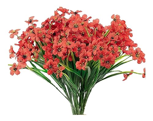 人工花偽の花1バンドル人工シミュレーションバイオレットブーケ花耐抵抗性装飾用のロマンチックな摩耗プラスチック(色:赤)(赤)