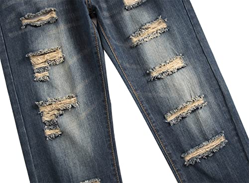Jeans rectos vintage desgastados para hombre miniatura 5