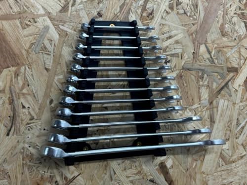 Maulschlüssel und Ringschlüssel Halterung für Werkzeugwand Wandmontage Wandhalterung 12 und 15 Auflagen (12 Auflagen)