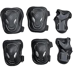 Equipacion Hockey Patines Niños ATBUSS Juego de 6 protectores para niños, rodilleras, coderas para patinaje, patinaje, ciclismo, color negro