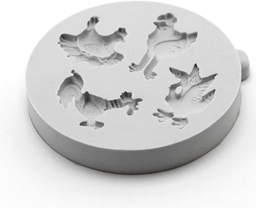 Miniatura 5 de Katy Sue Molde de silicona para pájaros de granja en miniatura para decoración de pasteles y manualidades, tamaño del molde 3 x 3 x 0.4 pulgadas