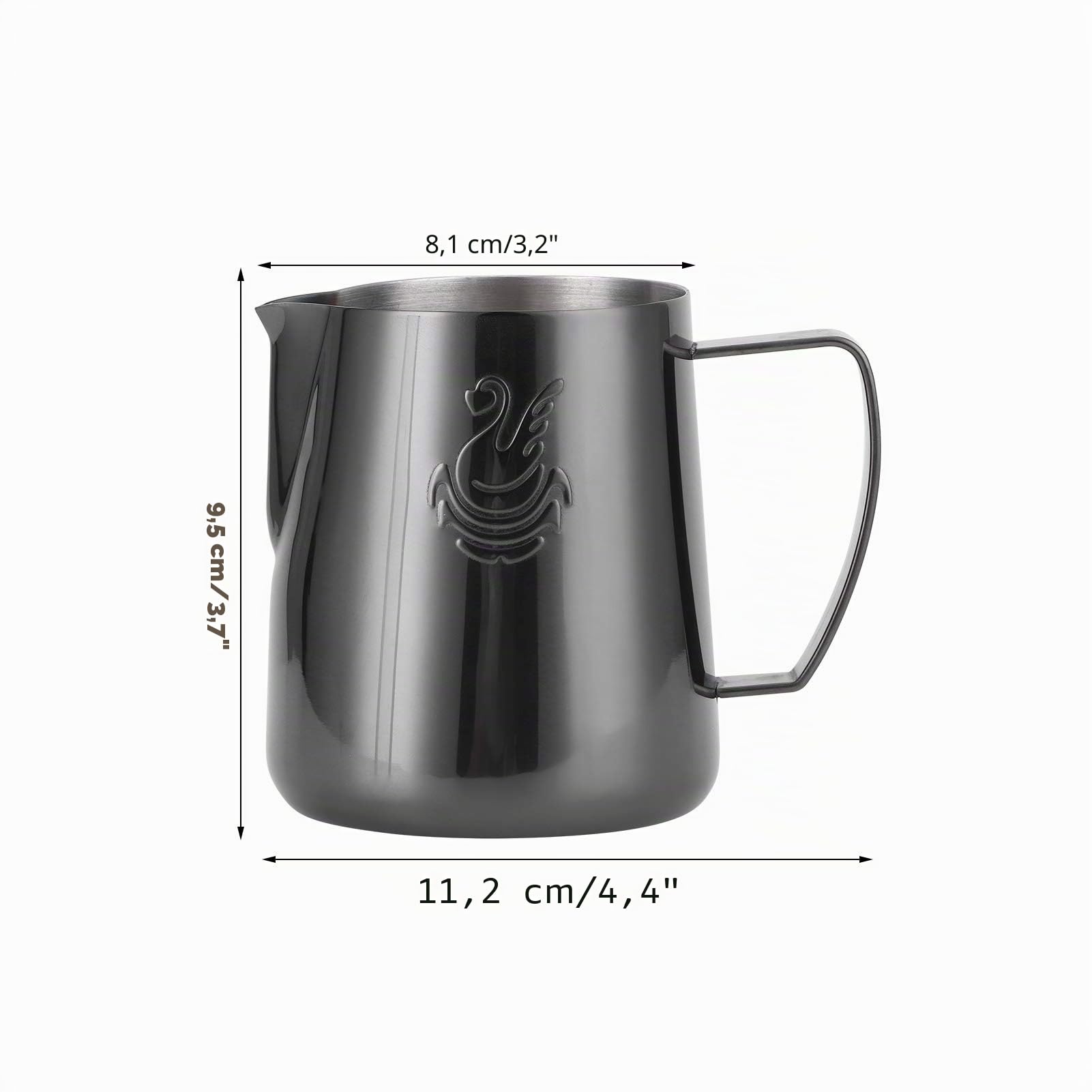 400ml Milchschaumkrug, Edelstahl Barista Milchkännchen Milchbecher Krugbecher Becher für Barista Steam Cappuccino Latte Art