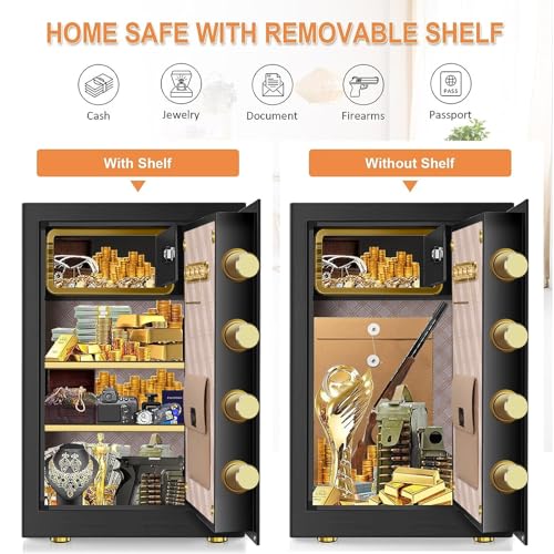 5.0 Cubic Feet Extra Large Home Safes Water and Fireproof, Fire proof Safes for Home Use, Digital Safe With Fireproof Document Bag, Separate Lock Box and Led Light (27.56"H x 16.93"W x 14.17"D)
