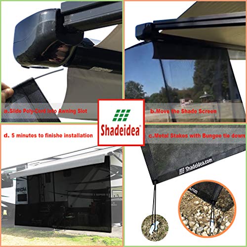 Shadeidea RV Awning Sun Shade Screen for Awning - 9' X 19' 5'' Black Mesh Sunshade Motorhome Camping Trailer UV Sunblocker Canopy Sunscreen - Offer 3 Year Warranty - Image 5