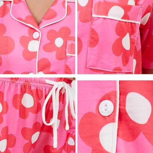 Image of SWOMOG Womens Button Down Pajamas Set Short Sleeve Sleepwear Bride Soft Pj Lounge Sets XS-3XL