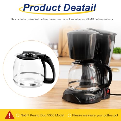 12-Cup Glass Coffee Carafe Replacement Pot Compatible with Mr Coffee, Black & Decker and 12 Cup Carafe Black with Close Handle, Replacement for PLD12, PLD12-RB, PLD12-NP by doufuhua - Image 6