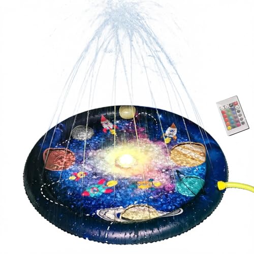 Piscina con spray de tema espacial y aspersores infantiles