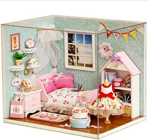 Cuteroom Wooden Handmade Dollhouse Miniature DIY Kit- Happy Little World Model & Furniture/Parts (1:24 Scale Dollhouse)