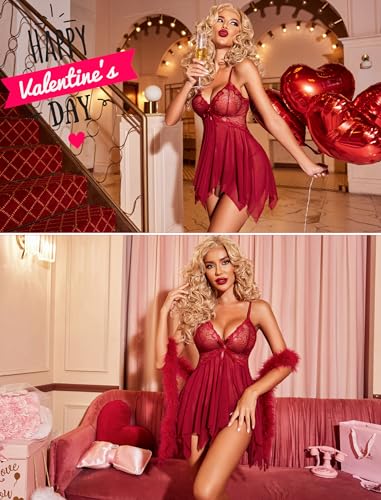 Image of Avidlove Lingerie for Women Lace Babydoll Sleepwear Boudoir Outfits Plus Size Langeray XS-5XL