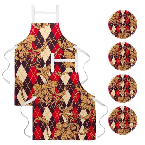 Lot de 2 tabliers de cuisine pour pâtisserie et nettoyage maison
