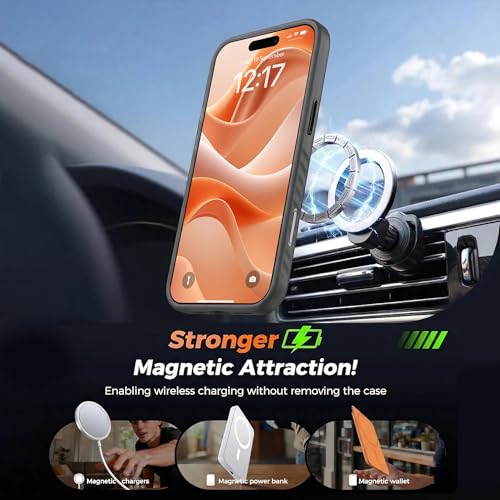 Image of KARWAN Slim Shockproof Back Case Cover Compatible with iPhone 16,Dual Layer Armor Protection with Matt Finish, Heavy Duty Cover with Magnetic MagEase Wireless Charging (Black)