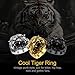 U7 Men Personalized Tiger Head Ring Vintage Enamel Black Stainless Steel Gothic Biker Rings, Statement Animal Rings for Party, Size 11