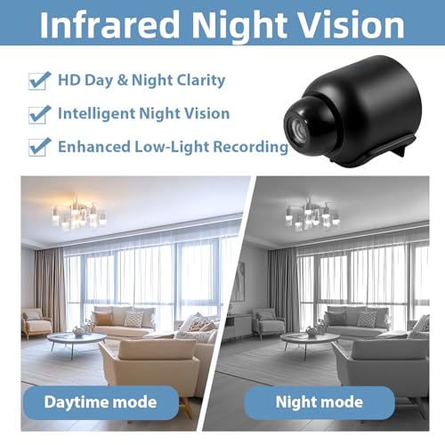 Mini Cámara de Vigilancia WiFi 1080P con Visión Nocturna Infrarroja y Detección de Movimiento, Cámara de Seguridad Interior para Hogar, Tienda o Bebé, Lente Gran Angular 140°, Grabación con Tarjeta SD - imagen 4