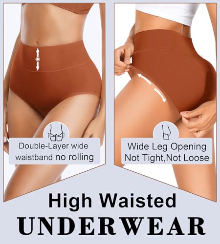 Womens High Waisted Cotton Underwear Breathable Briefs Panties 5 Pack2