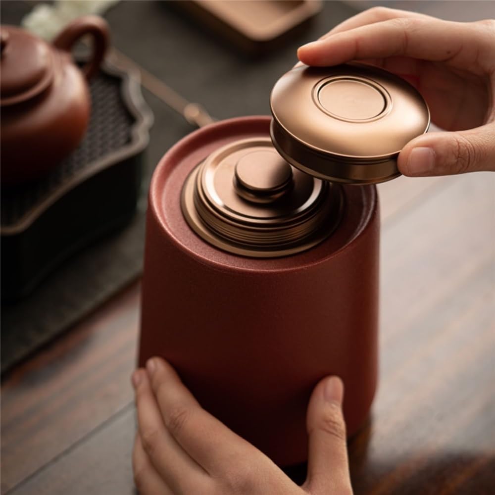 Kanister für Tee, Kaffee und Zucker Vorratsdose for losen Tee aus Keramik mit doppelt versiegeltem Deckel Legierung