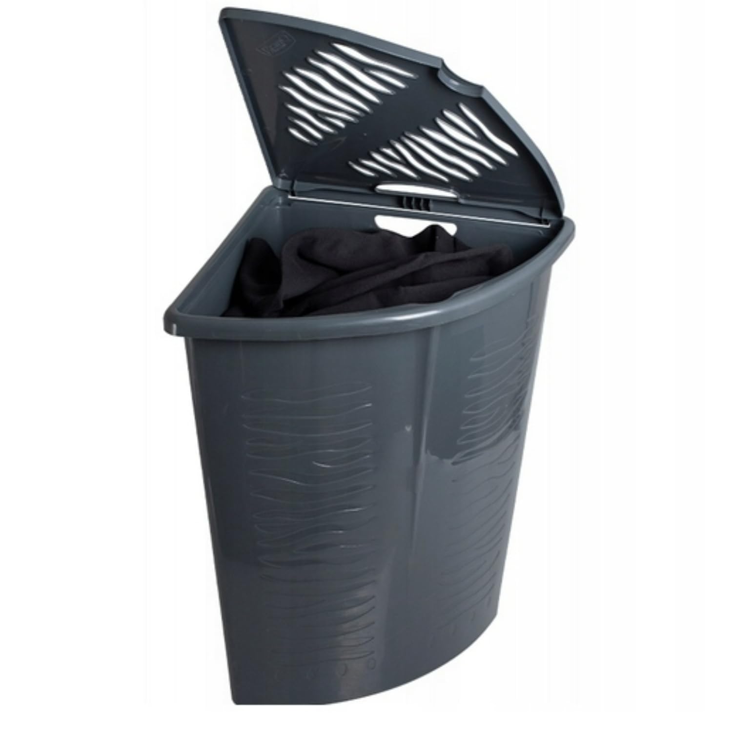 B2c Anthracite Corner Laundry Basket Lid 45L Linen Wash Storage Hamper Dirty Clothes Bin Triangular Design (Anthracite)