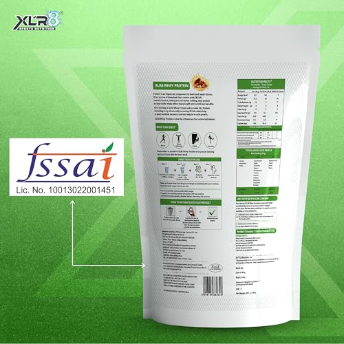Image of XLR8 Whey Protein, Protein Powder with 24 g Protein Content & 5.4 g BCAA (907 g (Pack of 1), Kesar Badam)
