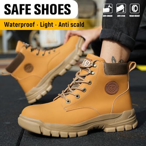 Image of Womens Steel Toe Boots Lightweight Comfortable Fashion Safety Boots Composite Toe Industrial Construction Work Shoes Men