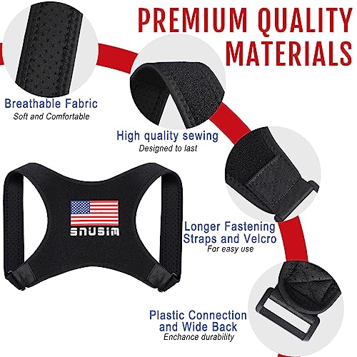 SNUSIM Posture Corrector Upper Back Brace Neck Shoulder Back Support Brace Pain Relief Belt for Women Men Braces Spine Straightener Breathable (Chest sizes from 28