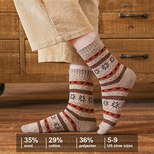 Image of IIG 3-5 Pairs Womens Super Thick Warm Winter Crew Socks Cute Fashion Knit Cozy Socks Gifts for Women