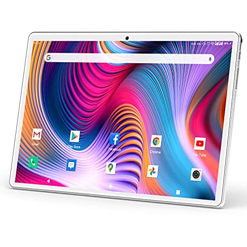 Tablet 10.1 Inch IPS 1280x800 HD Touchscreen, Android 9.0 Phone Tablet, Dual Sim Card Slots 2G 3G Quad-Core, 2GB Ram 32GB ROM, 5500mAh Battery, 5MP Rear Camera, WiFi, Bluetooth, GPS, GMS -Silver