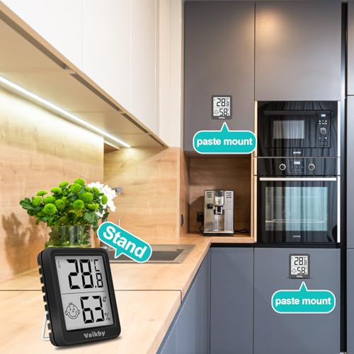 Hygrometer Thermometer Innen Digital Vaikby 3 Stück- Luftfeuchtigkeitsmesser & Raumthermometer, Hohe Präzision, Einfach abzulesen, Energiesparend, für Innenräume wie Wohnzimmer, Schlafzimmer, Büro