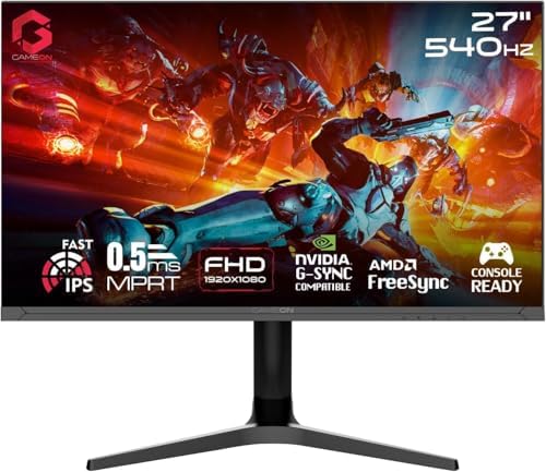 GAMEON Titan Pro X Series 27" FHD 1920x1080 Gaming Monitor โ 540Hz (Supports 480/360/300/280/240/165/144Hz) Fast IPS, 0.5ms MPRT, HDMI 2.1, FreeSync Premium, G-Sync, PS5 Compatible