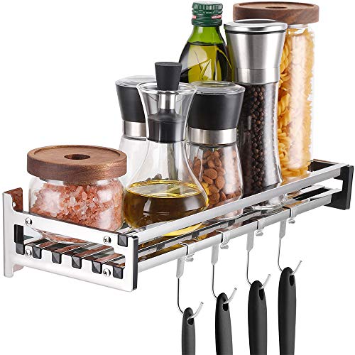 HMKIT Wall mounted seasoning Shelf kitchen Stainlessl spice rack Storage Organizer Shelf ,Single