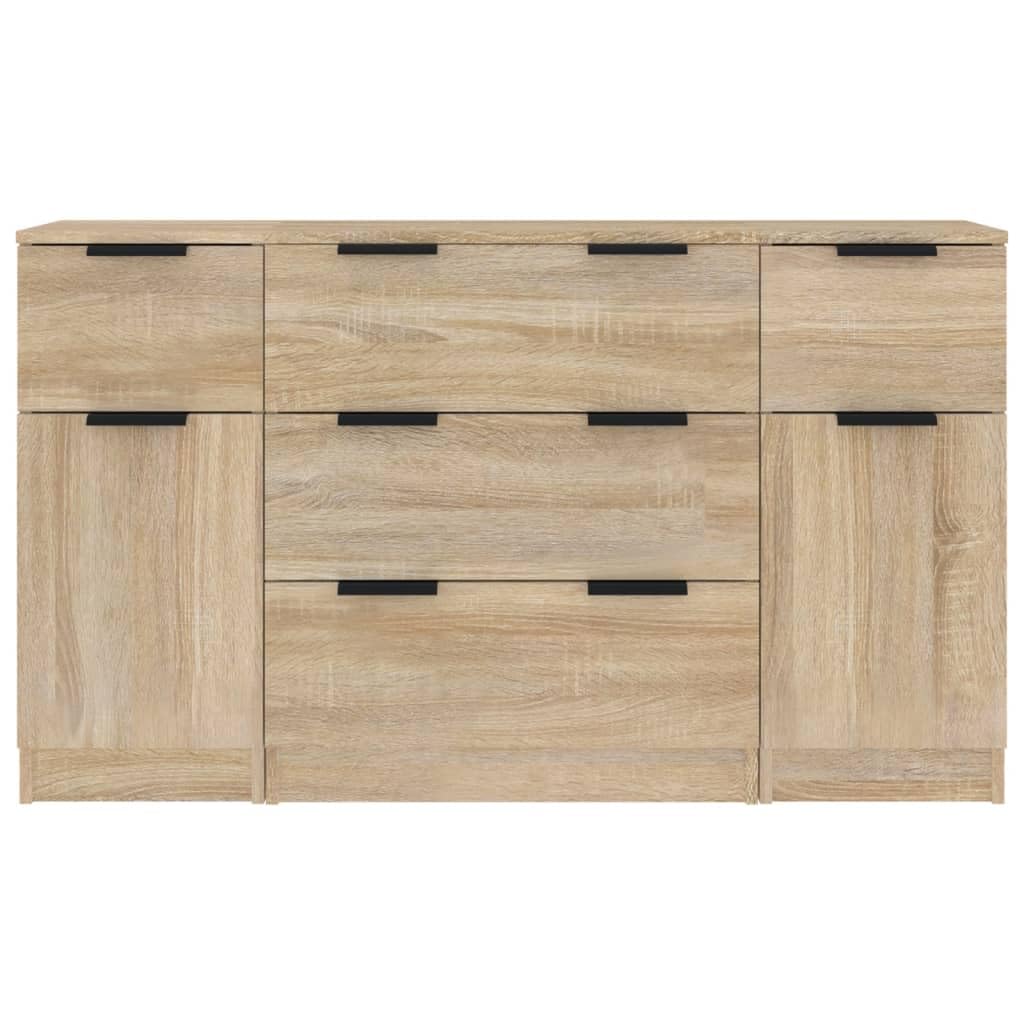 vidaXL Set de aparador 3 pzas Madera contrachapada Color Roble Sonoma