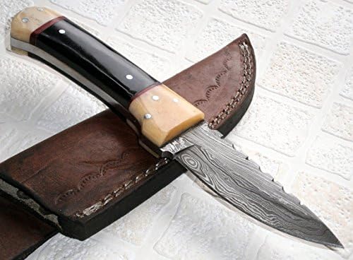 BC-36 - Custom Handmade Damascus Steel Knife- Stunning File Work on blade