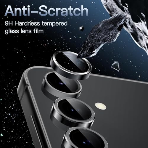 Image of Skinomi Camera Lens Protector Compatible with Samsung Galaxy S24 5G / Galaxy S23 5G[Anti-Scratch] Premium Tempered Glass Film Aluminum Alloy Lens Ring Cover- Titanium BLack