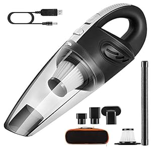 Newdora Aspirador Sin Cables para Limpieza Interior de Coches 5000PA Fuerte Succión Aspirador para Coche Seco y Húmedo Aspirador Transportable Mango Aspirador Bolsa Llevar (Sin Cables)