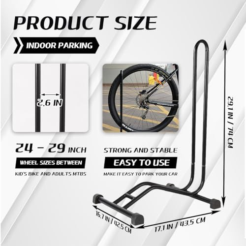 Bike Stand Bike Floor Stand Single Parking Rack Stand for Mountain MTB Road Bicycles Indoor Garage Storage (Black, classic)