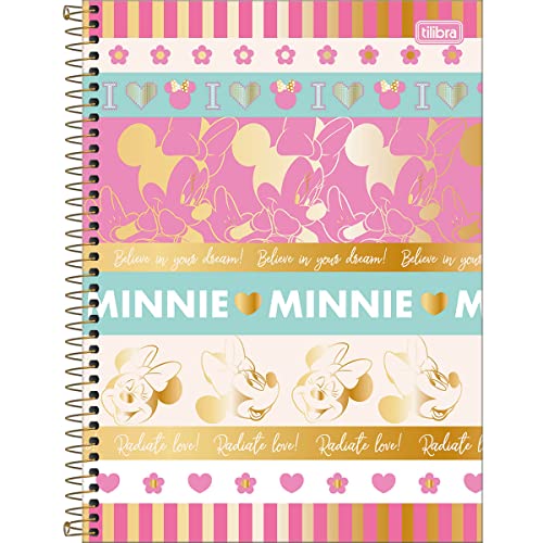 Caderno Espiral Capa Dura Universitário 10 Matérias 160 Folhas Minnie - Listras Coloridas com Minnie - Tilibra 1 51uEXptKSiL