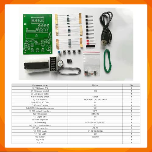Kit de soldadura DIY DS18B20 con sensor de temperatura de 0 a 99 °C 3