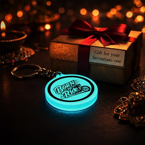 Image of Mi Glow Store Glow in Dark Keychain for Bike Men | Gift for Man | Bike Accessories | Charges in Light Glows in Dark | Key chain for Bike