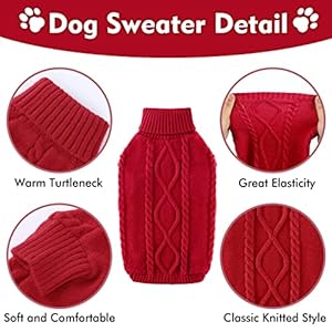 Winter Dog Cat Sweater Puppy Clothes Cable Knit Puppy Sweater for Small Dogs Boy Girl Turtleneck Pullover Christmas Holiday Pet Apparel Red S  Cucciolini Doodles Winter dog cat sweater puppy clothes cable knit puppy sweater for small dogs boy girl turtleneck pullover christmas holiday pet apparel red s   cucciolini doodles