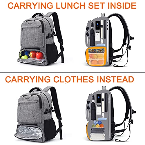 Coolbell Lunch Backpack 15.6 Inches Laptop Backpack Bags With Insulated Compartment / Usb Port Water-Resistant Hiking School Backpack For College Student Business Work Travel Men Women (Grey) #TOP5