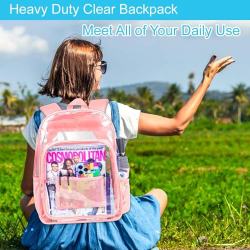 Image of AGSDON Clear Backpack, Heavy Duty Transparent Bookbag, See Through PVC Backpacks for Women Men