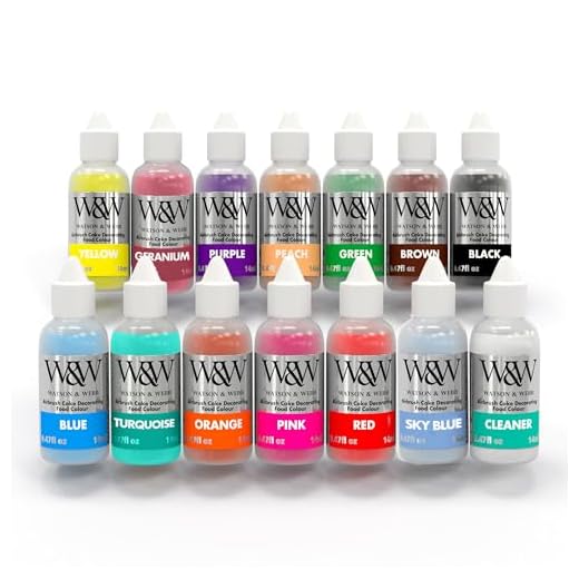 Juego completo de pintura líquida Watson & Webb Pro para decoración de tartas, 13 x 14 ml + 1 limpiador de aerógrafo | Fórmula concentrada apta para veganos, fabricado en el Reino Unido